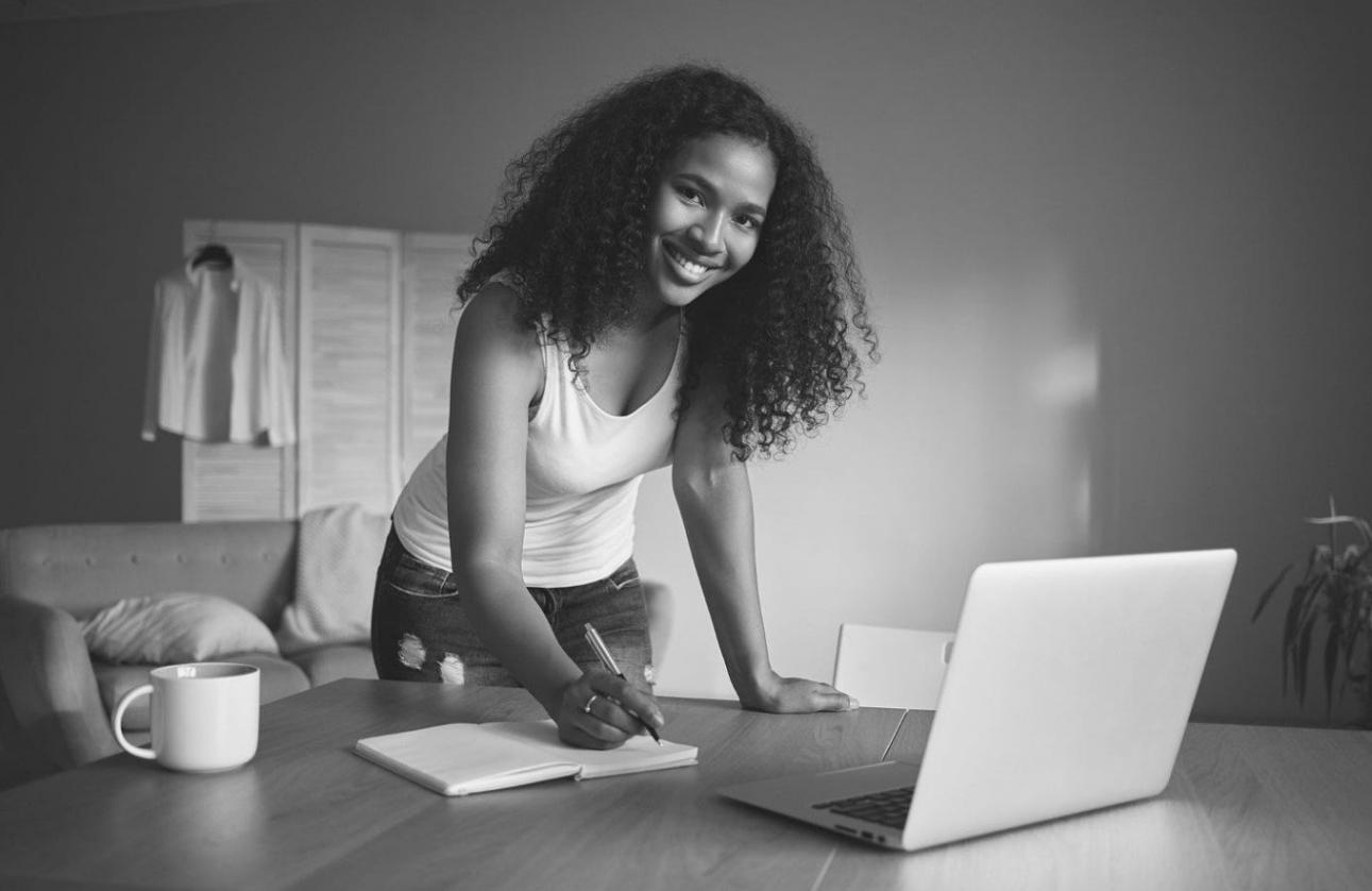 Students working on SEO content assignments